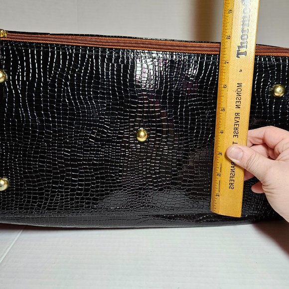 Samantha Brown black Crocodile Embossed Dowel Travel Carry on Trolley Sleeve - Picture 13 of 14
